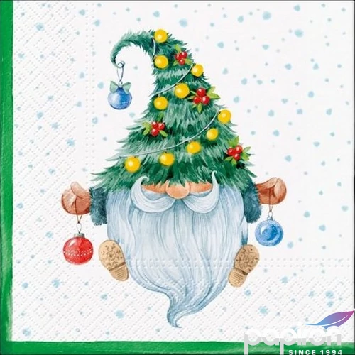 Szalvéta 33x33cm karácsonyi Fancy Gnome papírszalvéta 33x33cm,20db-os