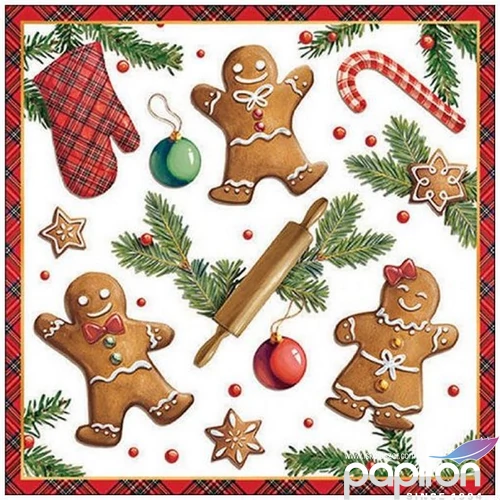 Szalvéta Ambiante Gingerbread cookies papír papírszalvéta 33x33cm,20db-os