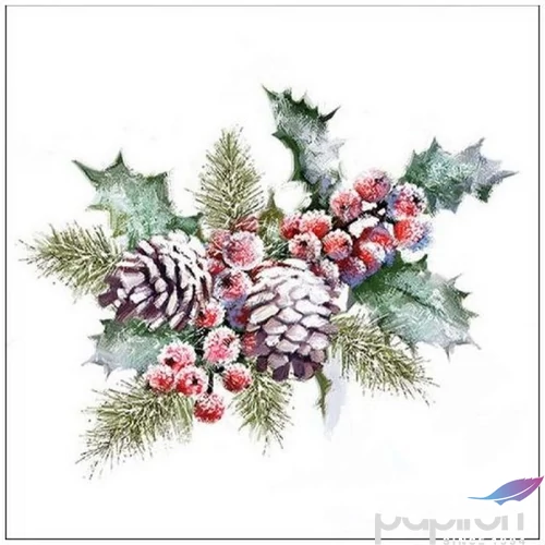 Szalvéta Ambiante Holly And Berries papír papírszalvéta 33x33cm,20db-os