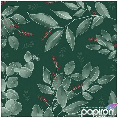 Szalvéta Ambiante Leaves and berries green papírszalvéta 33x33cm,20db-os