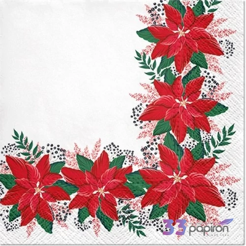 Szalvéta Ambiante Lovely Poinsettia papírszalvéta 33x33cm,20db-os