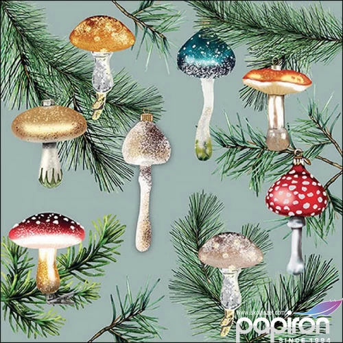 Szalvéta Ambiante Mushroom ornaments mint papírszalvéta 33x33cm,20db-os