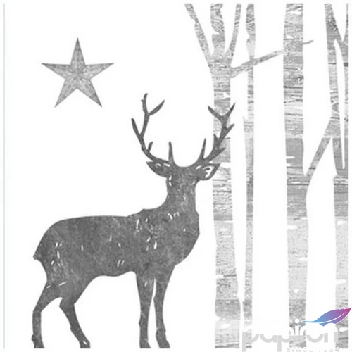 Szalvéta karácsonyi Mystic Deer Silver White papírszalvéta 33x33cm,20db-os