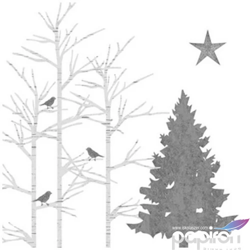 Szalvéta karácsonyi Mystic Tree Silver White papírszalvéta 33x33cm,20db-os