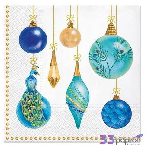 Szalvéta karácsony Peacock Collection papírszalvéta 33x33cm,20db-os