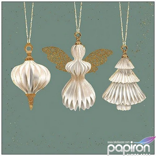 Szalvéta Ambiante Paper ornaments sage papírszalvéta 33x33cm,20db-os