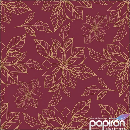 Szalvéta Ambiante Poinsettia outline bordeaux papírszalvéta 33x33cm,20db-os