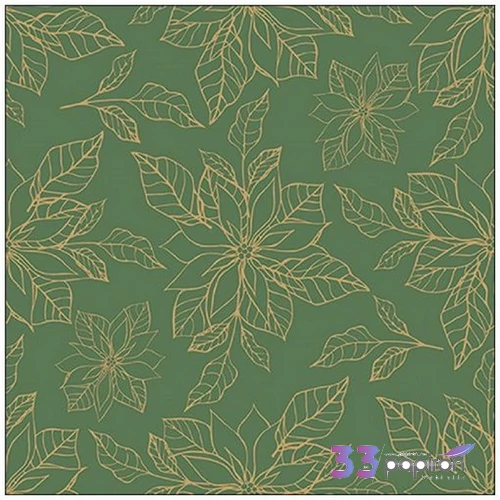 Szalvéta Ambiante Poinsettia outline green papírszalvéta 33x33cm,20db-os