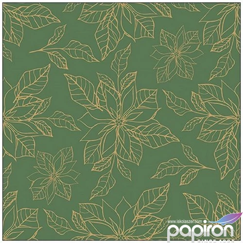 Szalvéta Ambiante Poinsettia outline green papírszalvéta 33x33cm,20db-os