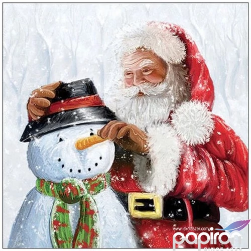 Szalvéta Ambiante Santa and snowman papírszalvéta 33x33cm,20db-os