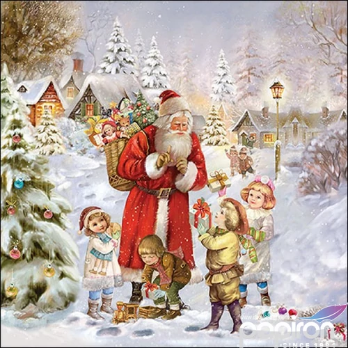Szalvéta Ambiante Santa bringing presents papírszalvéta 33x33cm,20db-os