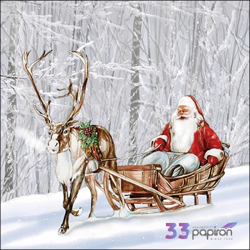 Szalvéta Ambiante Santa in snowy forest papírszalvéta 33x33cm,20db-os