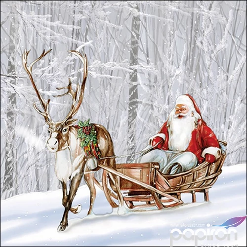 Szalvéta Ambiante Santa in snowy forest papírszalvéta 33x33cm,20db-os