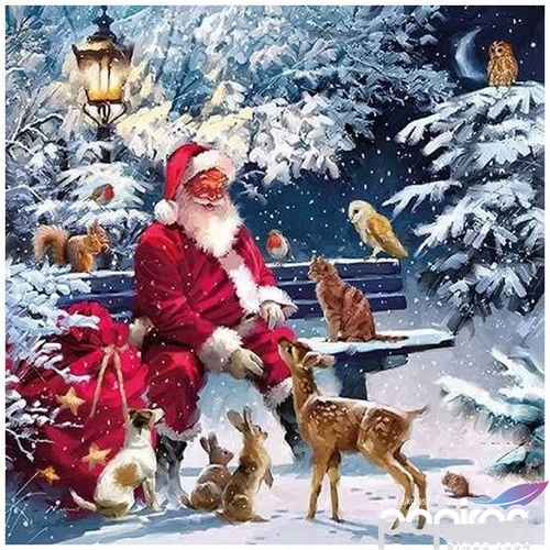 Szalvéta Ambiante Santa On Bench papírszalvéta 33x33cm,20db-os