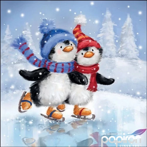 Szalvéta Ambiante Skating penguins papírszalvéta 33x33cm,20db-os