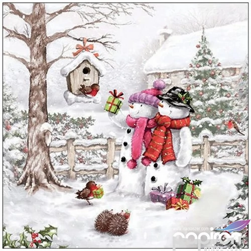 Szalvéta Ambiante Snowmen bringing gifts papírszalvéta 33x33cm,20db-os