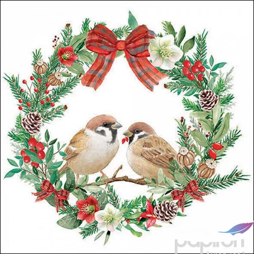 Szalvéta Ambiante Sparrows in wreath papírszalvéta 33x33cm,20db-os