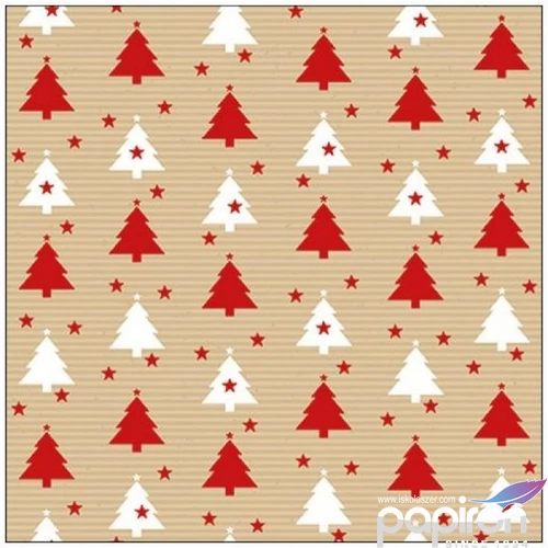 Szalvéta Ambiante Trees and stars red papírszalvéta 33x33cm,20db-os