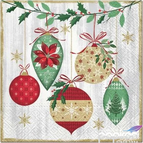 Szalvéta karácsonyi Vintage Baubles papírszalvéta 33x33cm,20db-os