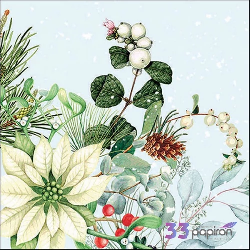 Szalvéta Ambiante White poinsettia papírszalvéta 25x25cm,15db-os