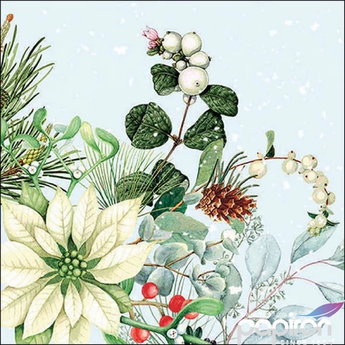 Szalvéta Ambiante White poinsettia papírszalvéta 33x33cm,20db-os