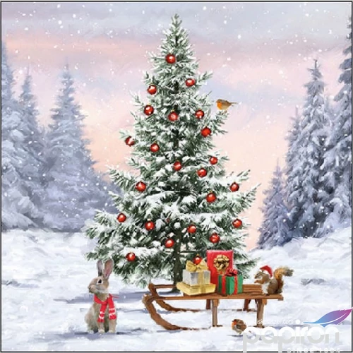 Szalvéta Ambiante Winter Animals papírszalvéta 25x25cm,15db-os