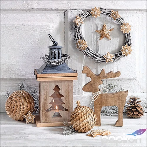 Szalvéta Ambiante Wooden decorations papírszalvéta 33x33cm,20db-os
