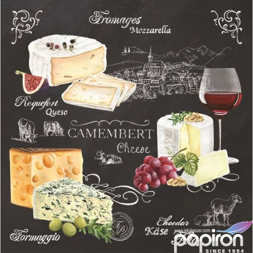 Szalvéta 33x33cm World Of Cheese, 20db/csomag 