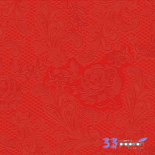 Szalvéta PPD Lace Embossed Fire, piros dombor nyomott Szalvéta 25x25cm, 3rétegű, 15lapos
