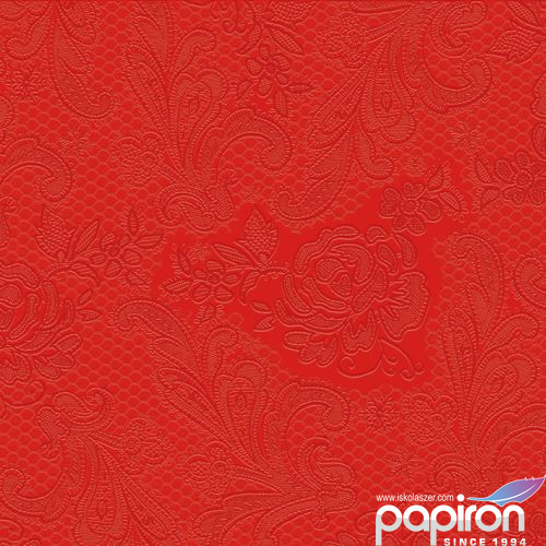 Szalvéta PPD Lace Embossed Fire, piros dombor nyomott Szalvéta 25x25cm, 3rétegű, 15lapos