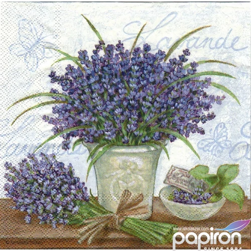 Szalvéta Ambiente Lavender Levender Scene cream dombornyomott 33x33cm 3rétegű 15db/csom