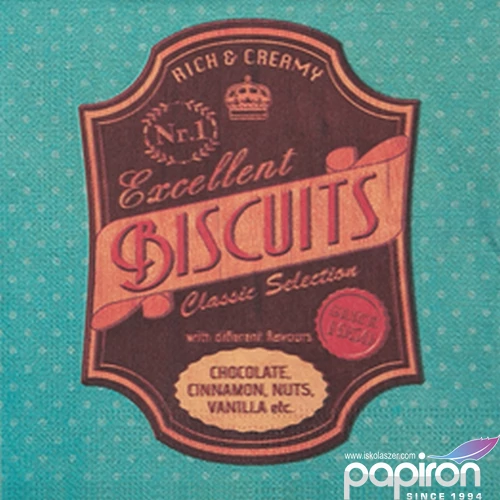 Szalvéta ROXAN Out of the Blue KG 3rétegű 33x33 20lap/csom. Out of the Blue KG Excellent BISCUITS