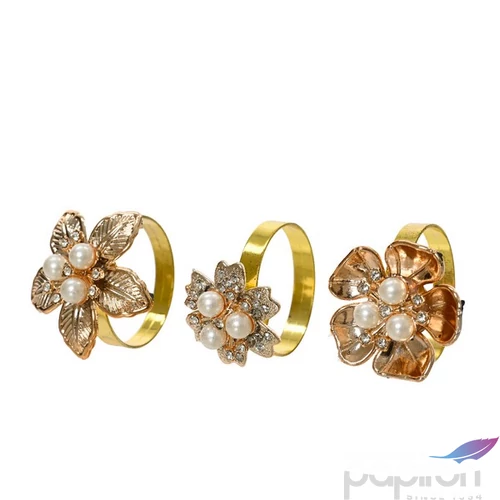 Szalvétagyűrű 3 féle 24' virágos, 3 féle 4db/csomag rosegold 3.5cmx3.5cmx3.5cm sdkae