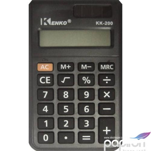 Számológép Kenko KK-200 zsebszámológép 8 digites napelemes 10x6cm-es, Fekete-