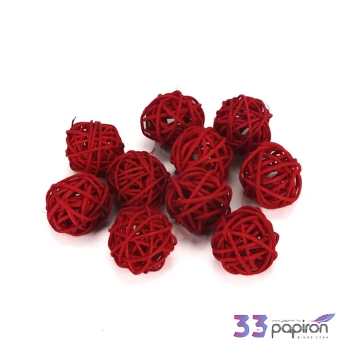 Szárított termés rattan gömb 3cm-es (10db/csomag) piros színű [5998997740700] vessző gömb