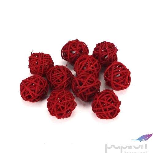 Szárított termés rattan gömb 3cm-es (10db/csomag) piros színű [5998997740700] vessző gömb