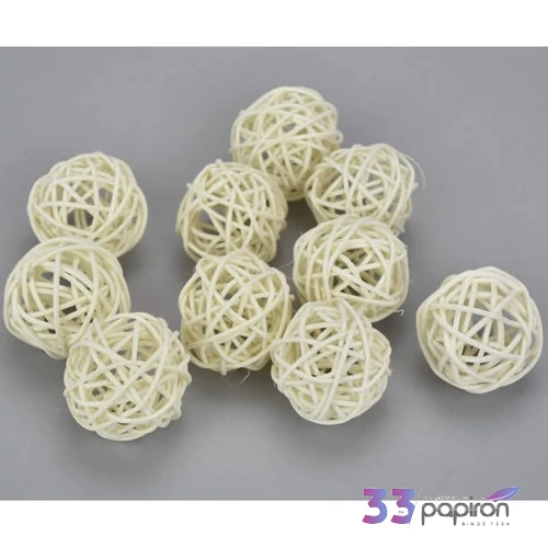 Szárított termés rattan gömb 4cm-es (10db/csomag) krém színű [5998997740694] vessző gömb