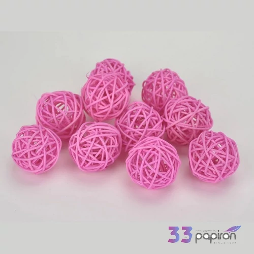 Szárított termés rattan gömb 4cm-es (10db/csomag) rózsaszín színű vessző gömb