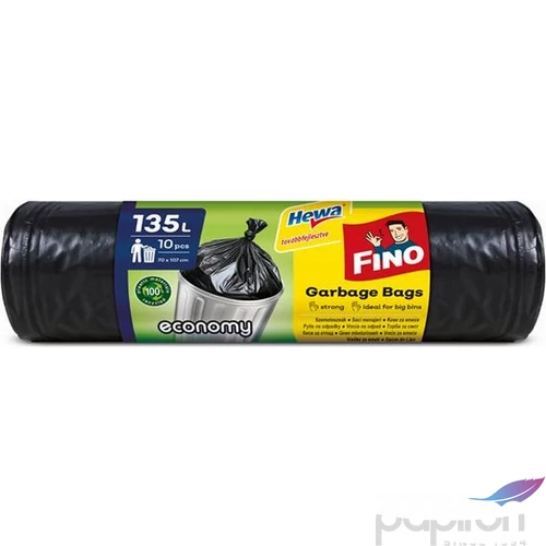 Szemeteszsák Fino 135 l, 10 db, 70x107 cm, 24 µ, Economy fekete