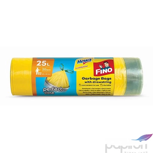 Szemeteszsák Fino önzáró szalagos, 25 l, 20 db, 50x55 cm 12 µ, Perfect Close, sárga