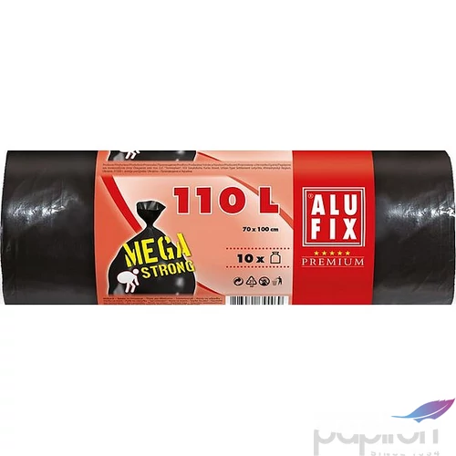 Szemeteszsák mega erős 110 l 10db 70x110cm 80 µ ALUFIX fekete