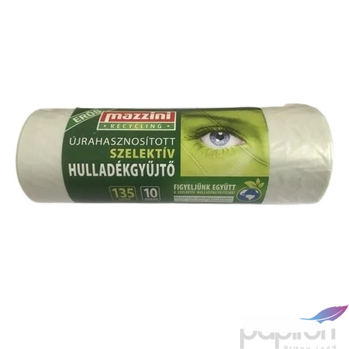 Szemeteszsák szelektív hulladékhoz újrahasznosított erős 135  10db 70x110cm 25 µ MAZZINI átlátszó