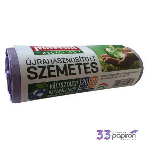 Szemeteszsák újrahasznosított 20 20db 45x50cm 10 µ MAZZINI lila