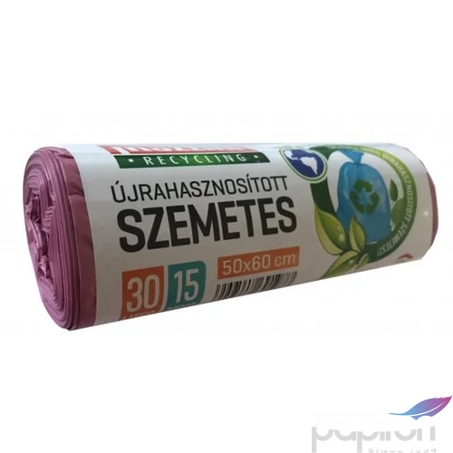 Szemeteszsák újrahasznosított 30 15db 50x60cm 12 µ MAZZINI pink