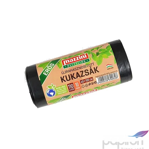 Szemeteszsák újrahasznosított erős 110 l 10db 60x100cm 30 µ MAZZINI fekete