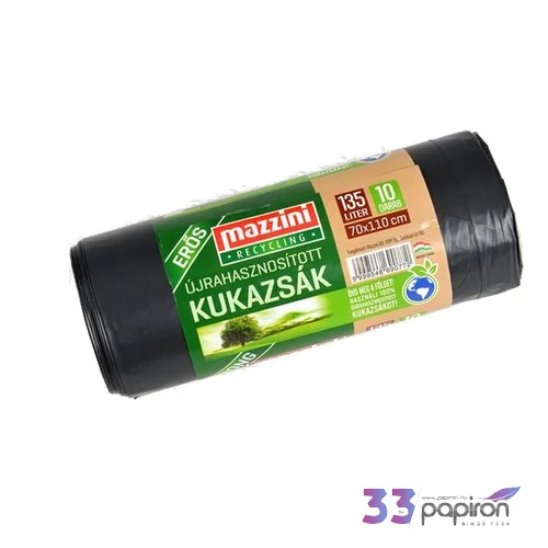 Szemeteszsák újrahasznosított erős 135 l 10db,70x110cm 30 µ MAZZINI fekete