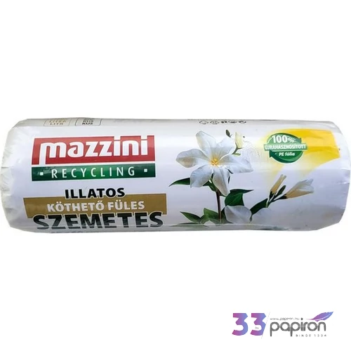 Szemeteszsák újrahasznosított köthető füles illatosított 35l 20 db 49x60 cm 10 µ MAZZINI virág illat