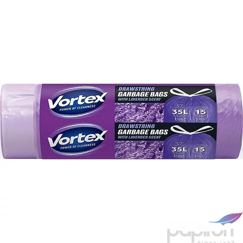 Szemeteszsák zárószalagos 35 15db 50x60cm HDPE 15mic levendula illattal