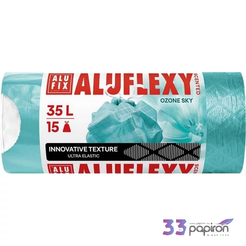 Szemeteszsák zárószalagos LDPE illatosított 35l 15 db 53x53 cm 20 µ ALUFIX 
