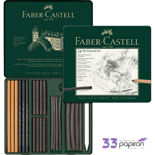 Faber-Castell szénceruza Pitt faszén szett 24db fémdoboz AG-Pitt 112978